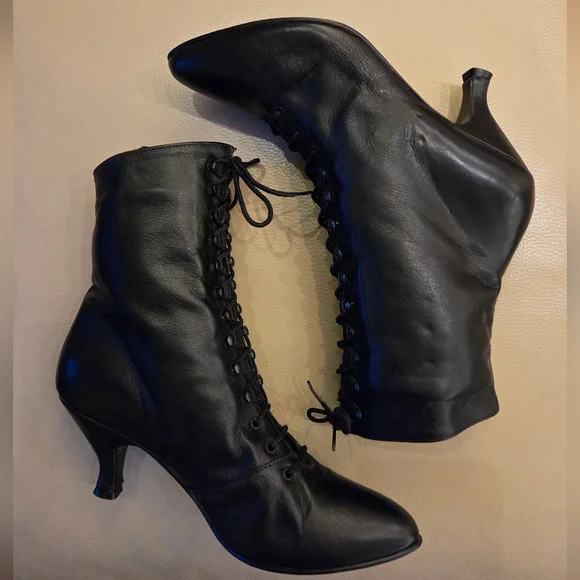Black Lace-Up Ankle Boots - Picture 10 of 11